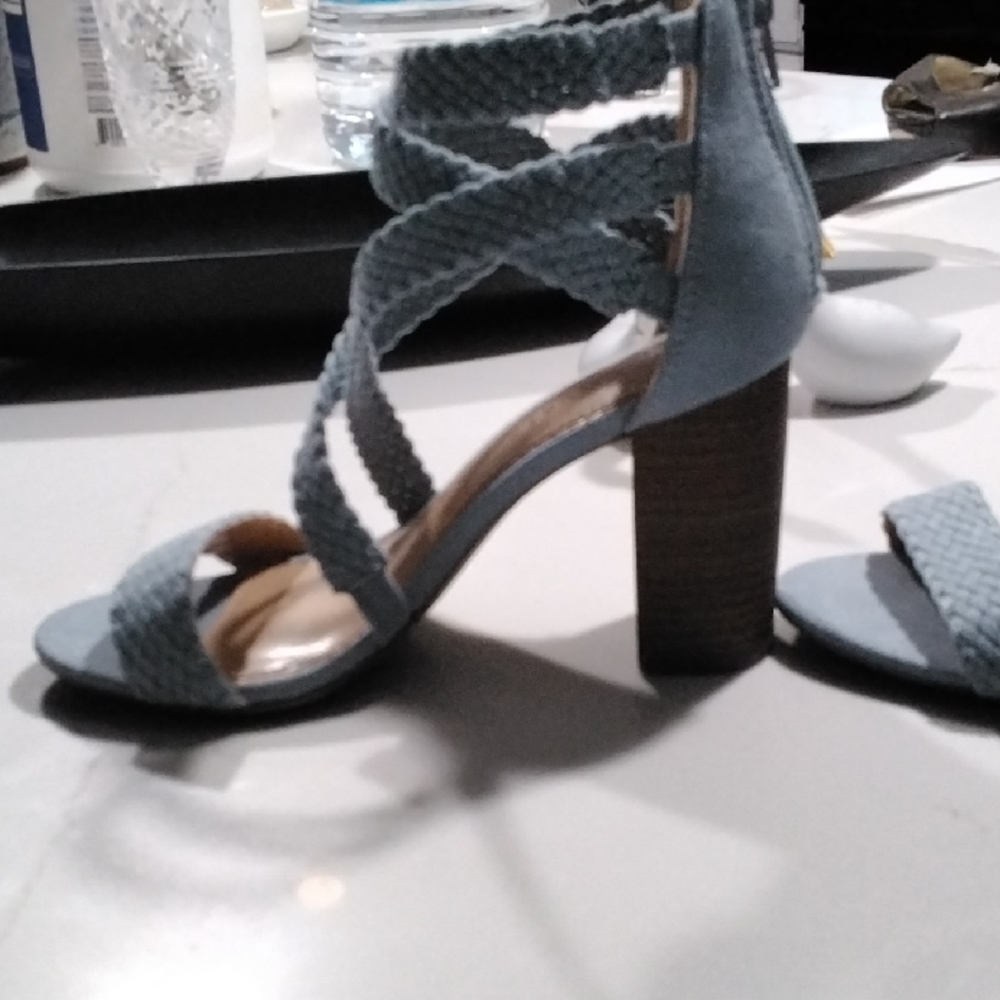 LC Lauren Conrad Braided Strappy Heels in Blue